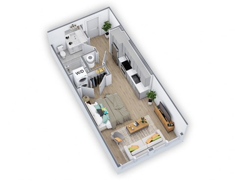 Floor plan for studio, 1 bath, 463 sqft